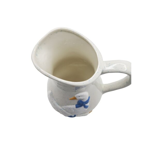 vintage 1980s signed boggs speckled porcelain duck pattern pitcher. - Picture 2 of 4